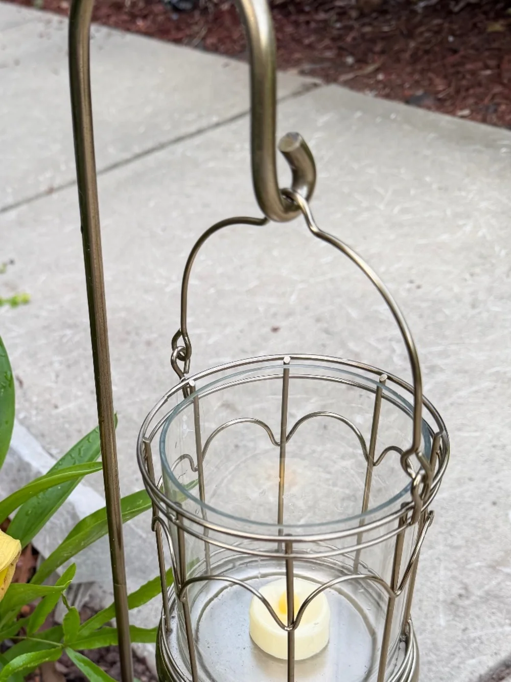 NIB Hearth & Hand Magnolia 2ct Outdoor Stake Candle Lanterns Brass
